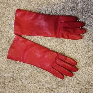 Genuine red leather gloves
